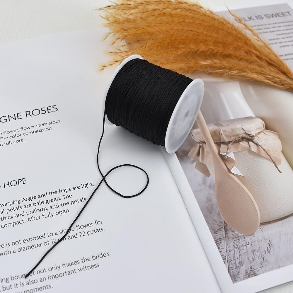 TONIFUL 1mm x 100 Yards Black Nylon Cord Satin String for Bracelet Jewelry  Making Rattail Macrame Waxed Trim Cord Necklace Bulk Beading Thread  Kumihimo Chinese Knot Craft 1mm Black