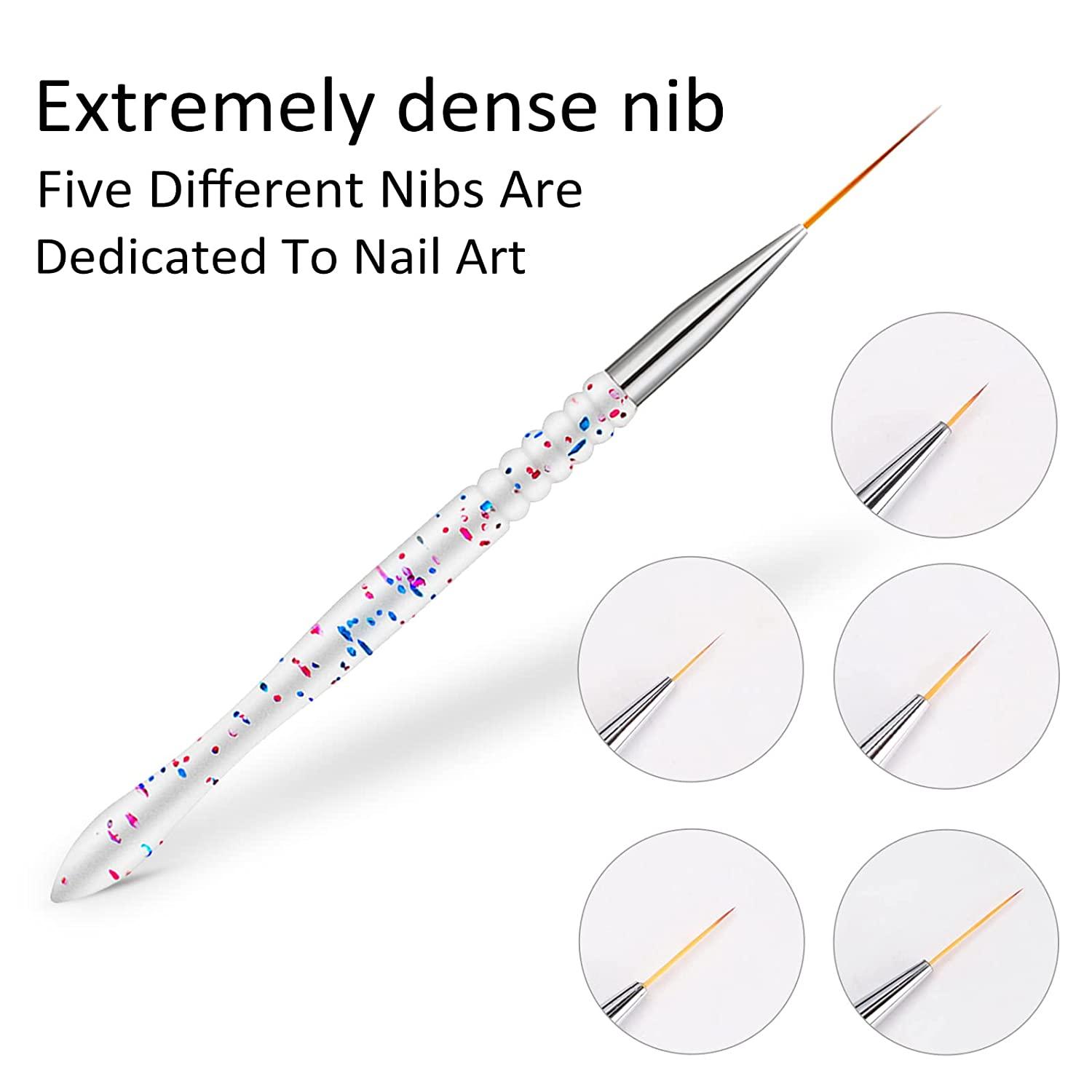 French Tip Nail Brush Thin Line Drawing Pen Painting Metal Gold Liner Rose  Brushes Handle Nail Art Mini Pom Poms for Nails - Walmart.com