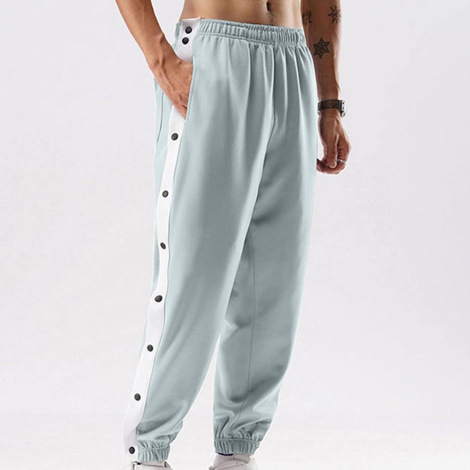 Boy Outdoor Men's Tear Away Pants Basketball Casual Training Pant Warm Up  Loose Casual Open Leg Sweatpants with Pockets Grey Small