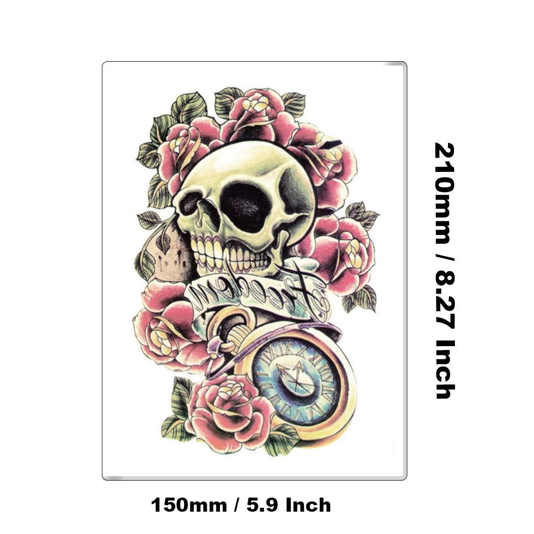 Ooopsiun 10 Sheets Large Arm Temporary Tattoos For Men Adults Skull  Skeleton Fake Arm Tattoo stickers Halloween Day of the Dead