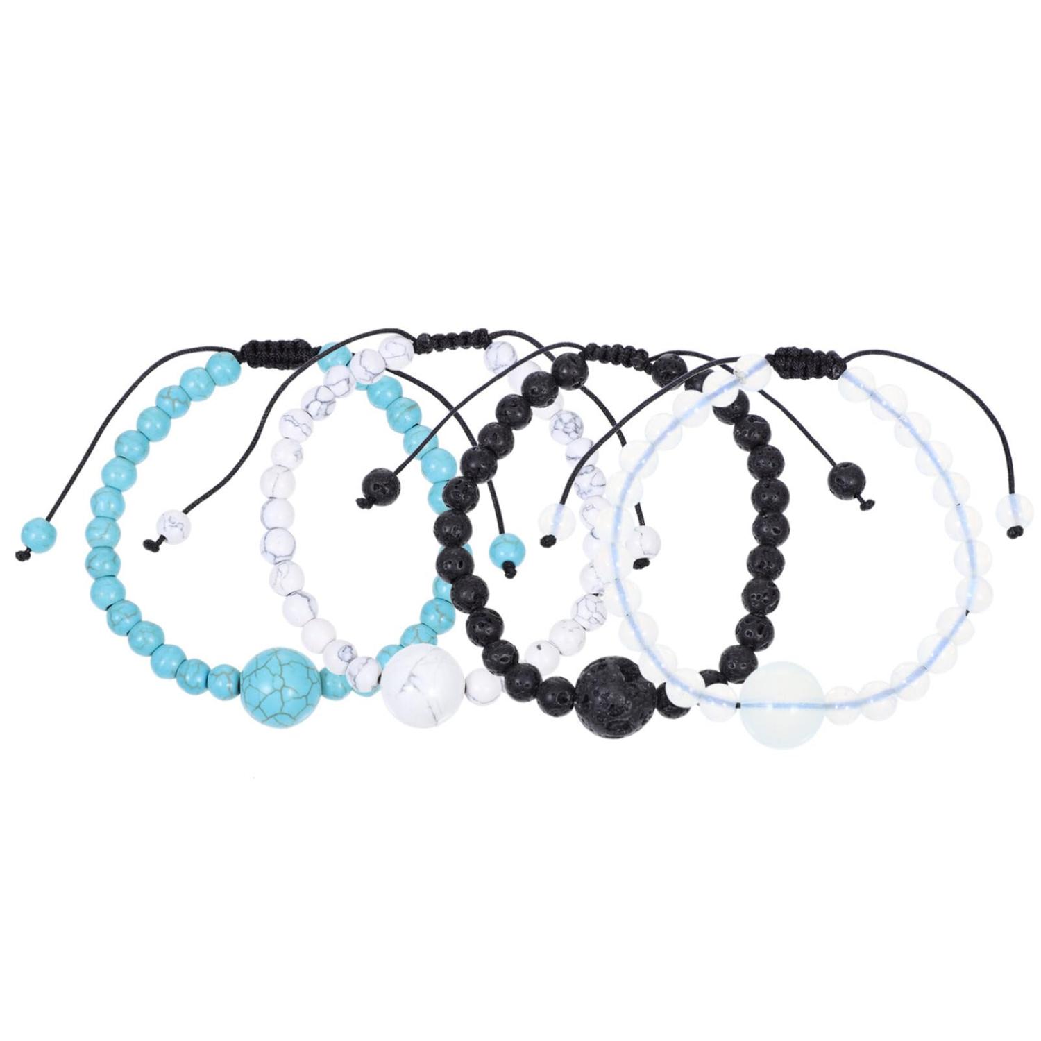 Healifty Friendship Bracelets Turquoise Jewelry 4pcs Beaded Bracelets  Adjustable String Bracelets Rope Friendship Bracelet Beads Strand Bracelet  for Men Women Labret Jewelry Bead Bracelet Assorted Color 8X8CM