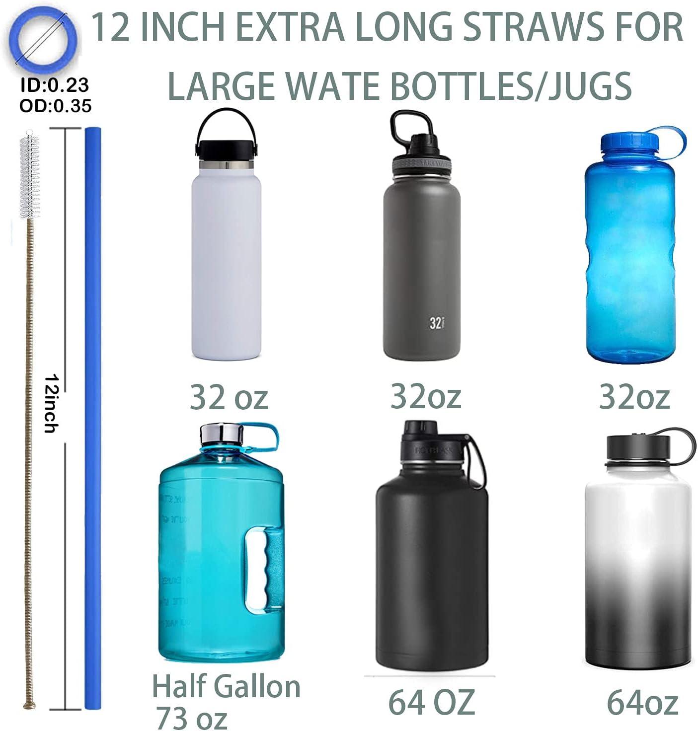 Hiware 12 Inch Extra Long Silicone Straws for Big Tumblers - 40 oz Hydro  Flask/Half Gallon Water Bottle Jug/30 oz YETI/RICT/OZARK TRAIL - Flexible