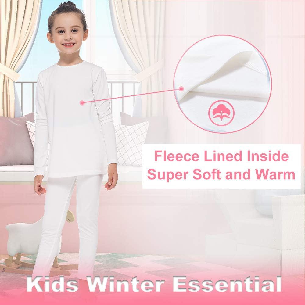 MANCYFIT Thermal Underwear for Girls Fleece Lined Long Johns Set Kids