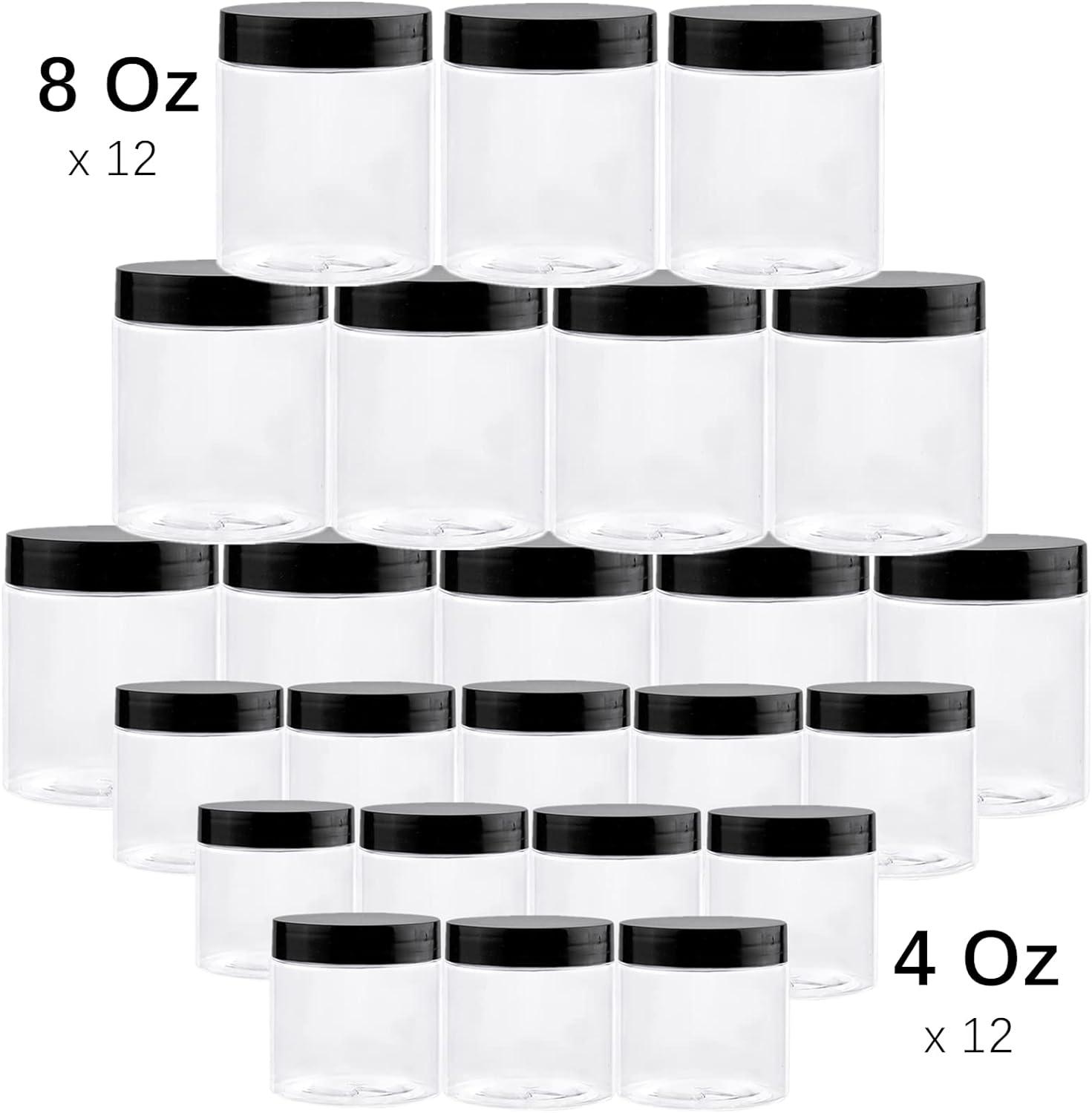  36 Pack 4 Oz Plastic Container Jars with Lids and Labels BPA  Free, TUZAZO Empty Round Clear Cosmetic Containers Plastic Slime Jars for  Lotion, Cream, Ointments, Body Butter, Makeup, Travel Storage (