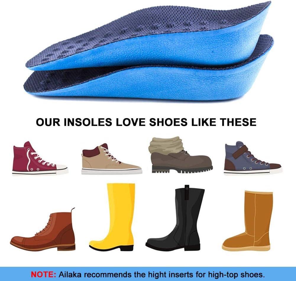 Ailaka Height Increase Insoles (Can be Worn in Socks) Arch Support Half  Inserts Shock Absorption Heel Lifts Cushion Pads for Men & Women (Large)  Large Blue
