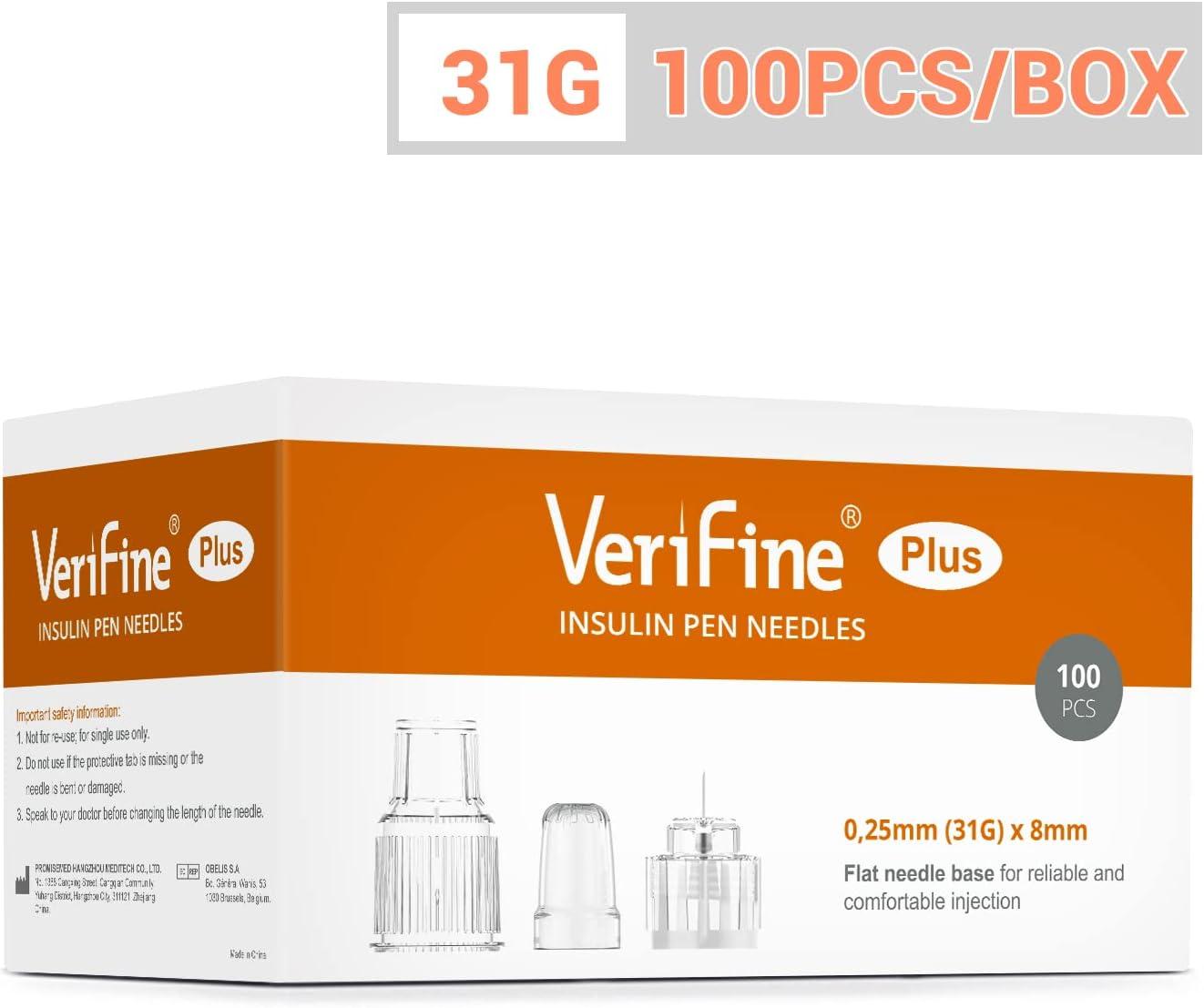  Verifine Insulin Pen Needles, Pen Needles 31G 8mm, Ultra Fine  Diabetic Needles 100Pcs/Box, Compatible with Most Diabetes Pens : Health &  Household