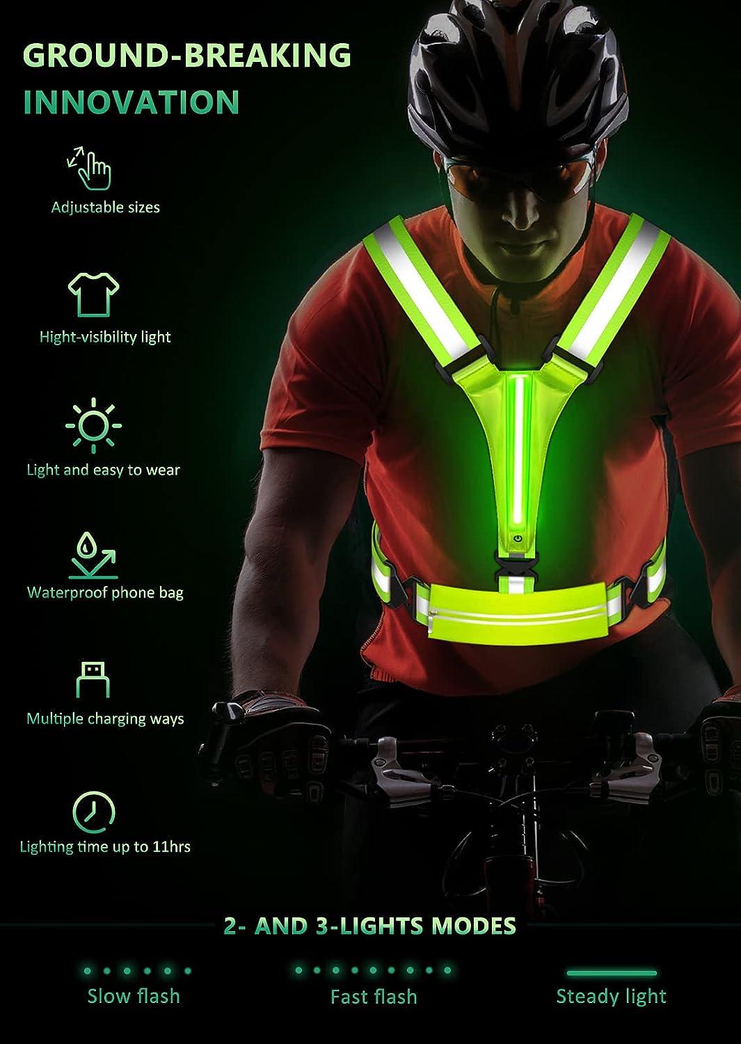Ylzzrs LED Reflective Vest Running Gear, USB Rechargeable Light Up