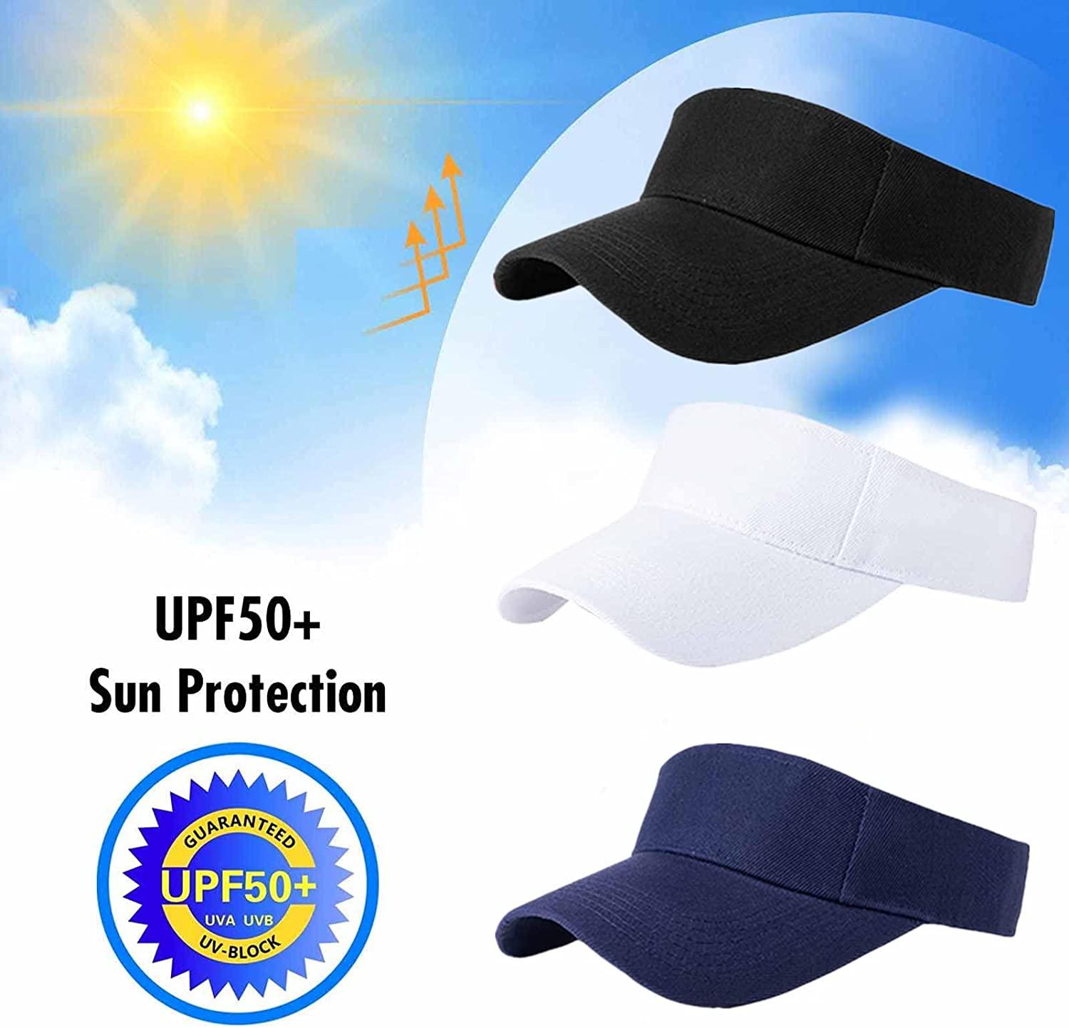 AZJ Sun Visor Hats for Women Men Adjustable UV Protection Outdoor Sports  Golf Running Sun Caps Black