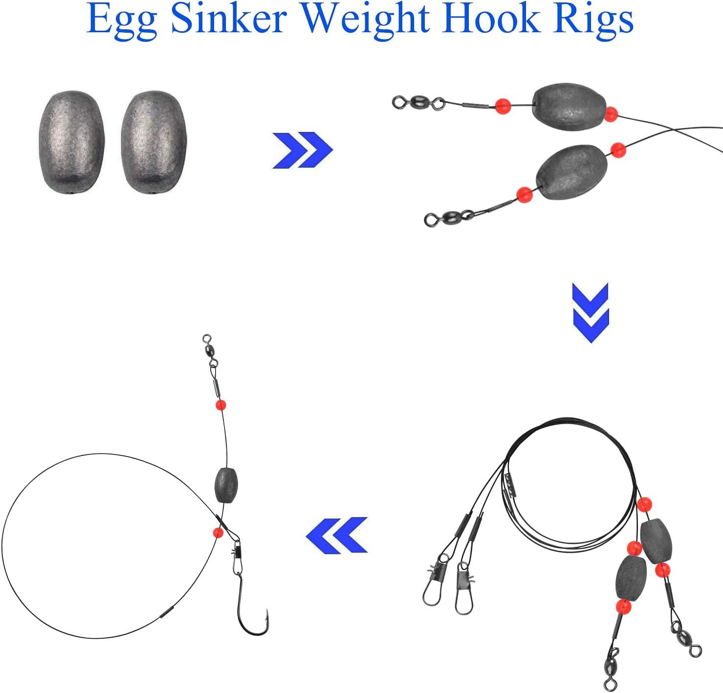 Fishing Weights Egg Weight Rig Carolina Rigs for Fishing Catfish Rig Fishing  Ready Rigs Fishing Leader with Weights Swivels Pre Rigged Carolina Rigs  Jetty Rig Flounder rig Fishing Grouper Rigs 0.75 oz_4pcs