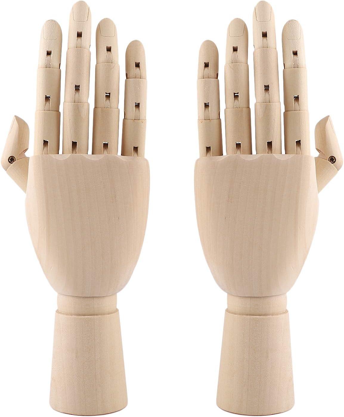 Flms Love Home 12 inch Wooden Hand Model Flexible Moveable Fingers Manikin Hand Figure Left/Right Hand Model for Drawing, Sketching, Painting