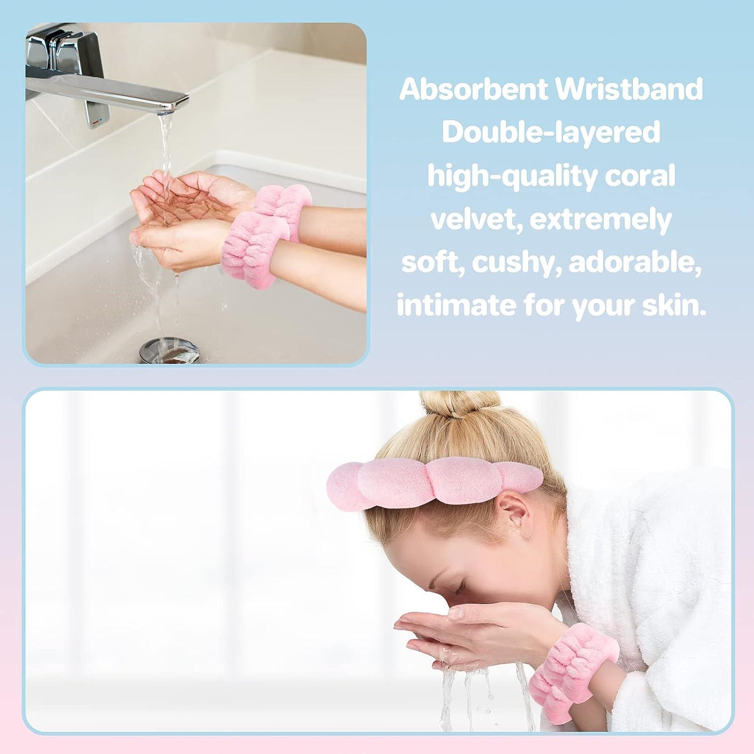 Bobasndm 4 Pairs Spa Washband Wash Wristbands Coral Velvet Wrist