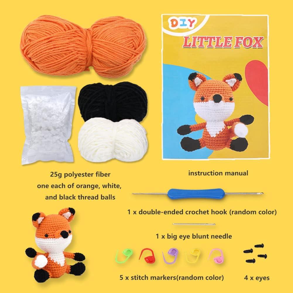 Beginners Crochet Kit, DIY Crochet Kit For Beginners, Cute Animal kit Dog  Starter Pack With Yarn Balls, Crochet Hooks, Knitting Stitch Markers