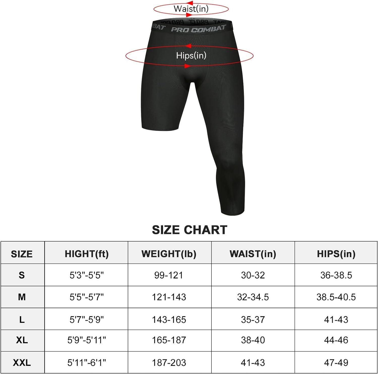 3 Pack Men's Compression Pants Single Leg 3/4 Basketball Tights Leggings  Athletic Running Tights One Leg Base Layer Underwear : : Clothing