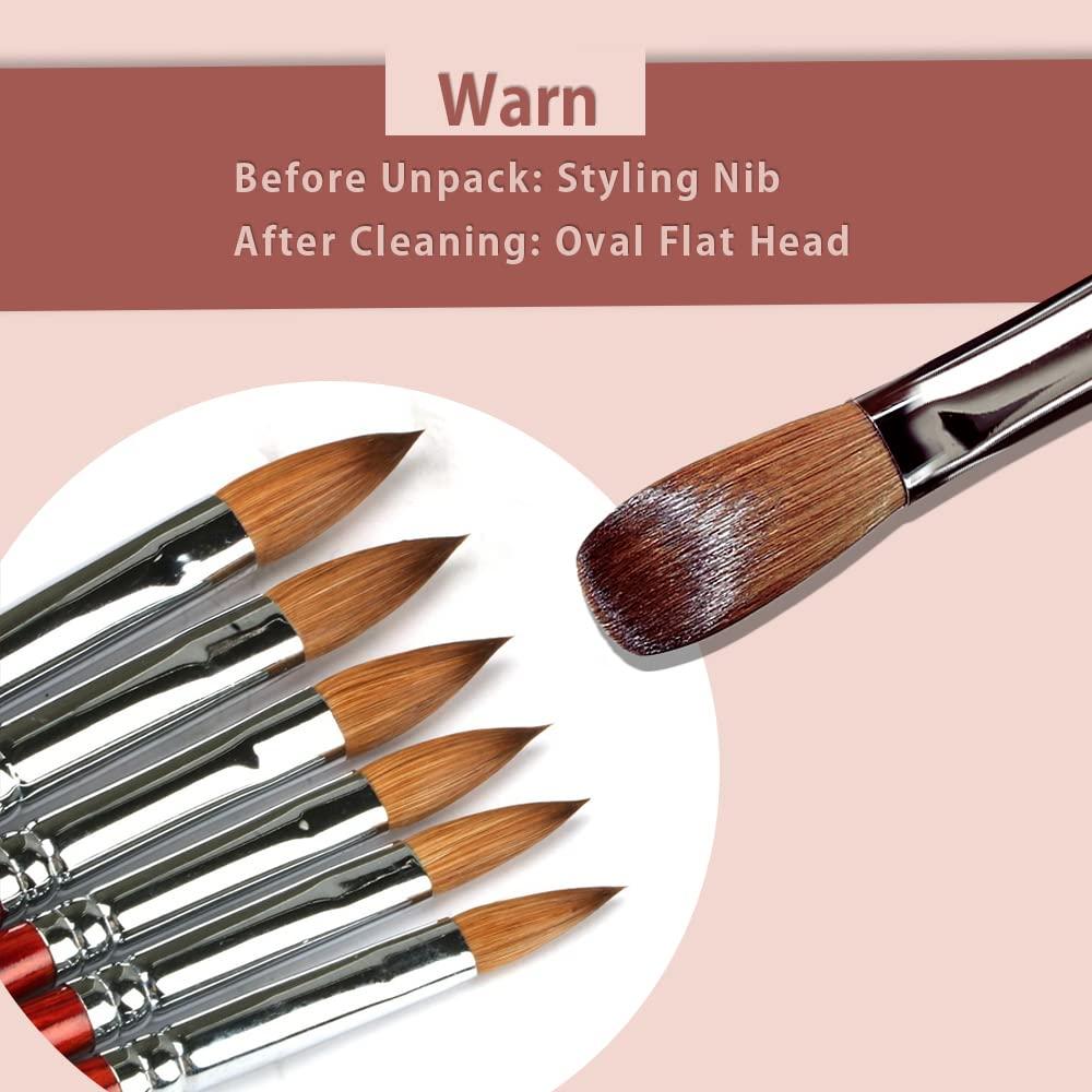 Kolinsky Acrylic Brush Nail #8-24 Nail Art Brush Red Wood Handle Manicure  Tool