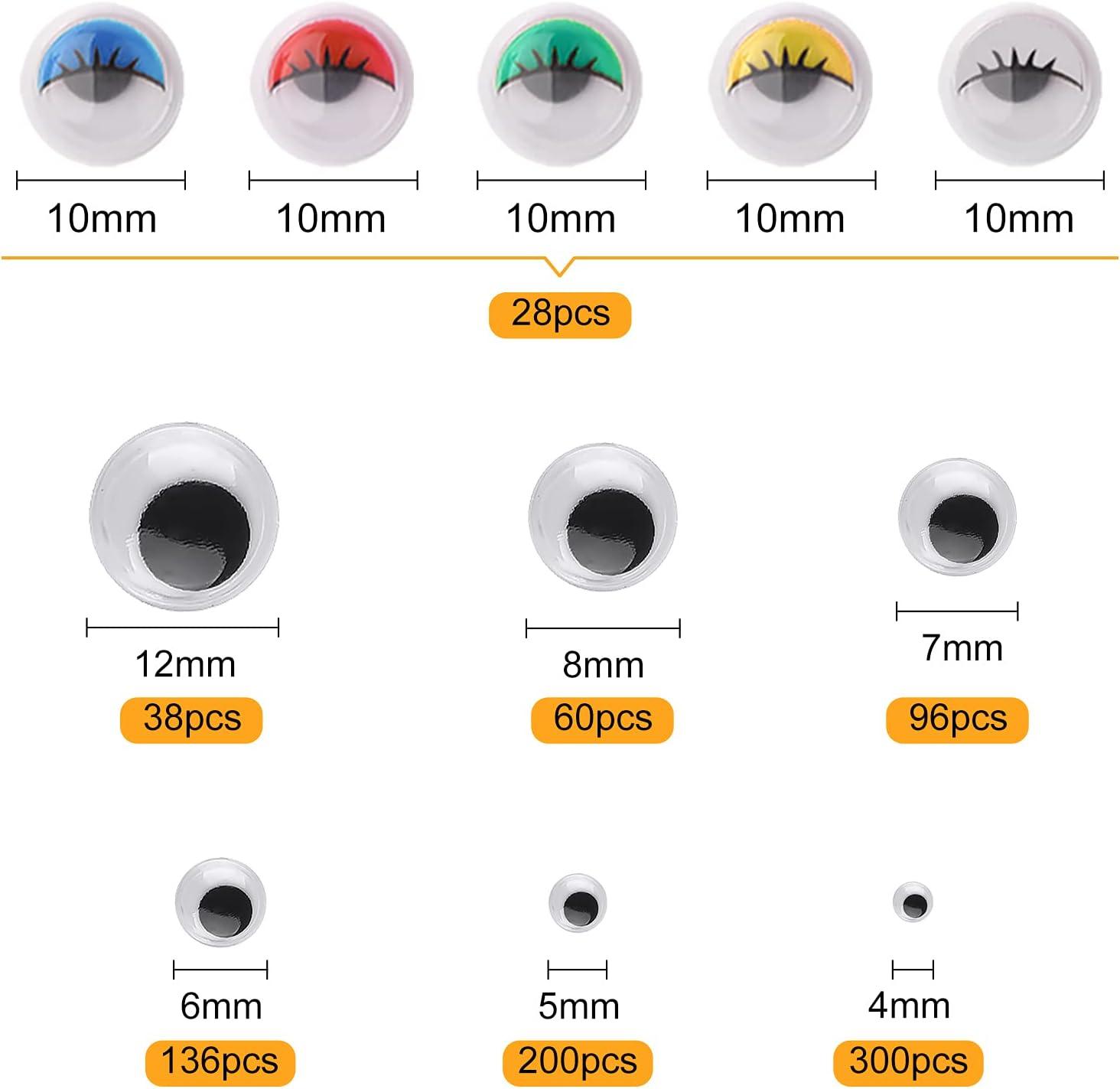 ASTARON 800Pcs 4mm-12mm Googly Eyes Self Adhesive Wiggle Eyes for