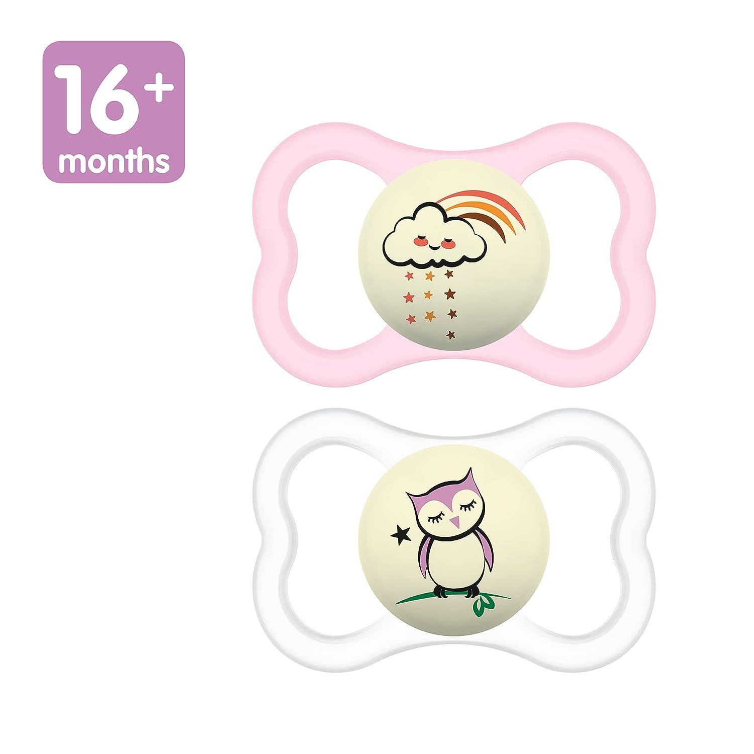 MAM Supreme Night Baby Pacifier, for Sensitive Skin, Patented Nipple, 2  Pack, 0-6 Months, Unisex,2 Count (Pack of 1) 
