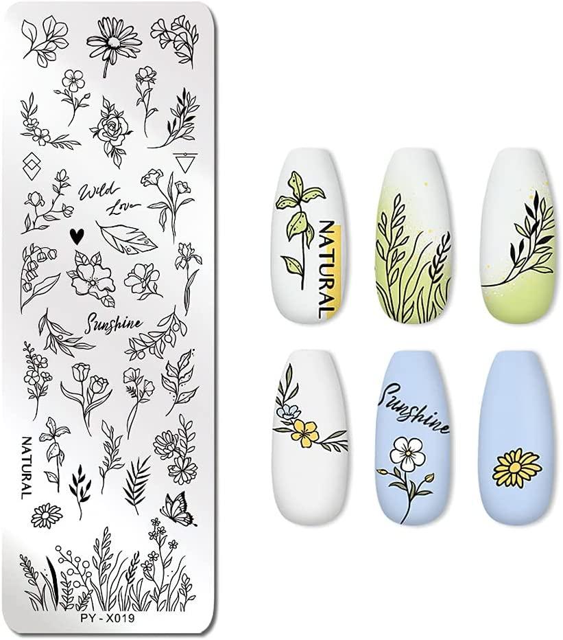 Biutee 5pcs Nail Stamping Plates + 1 Stamper + 1 Scraper Lace Flower Animal  Pattern Nail