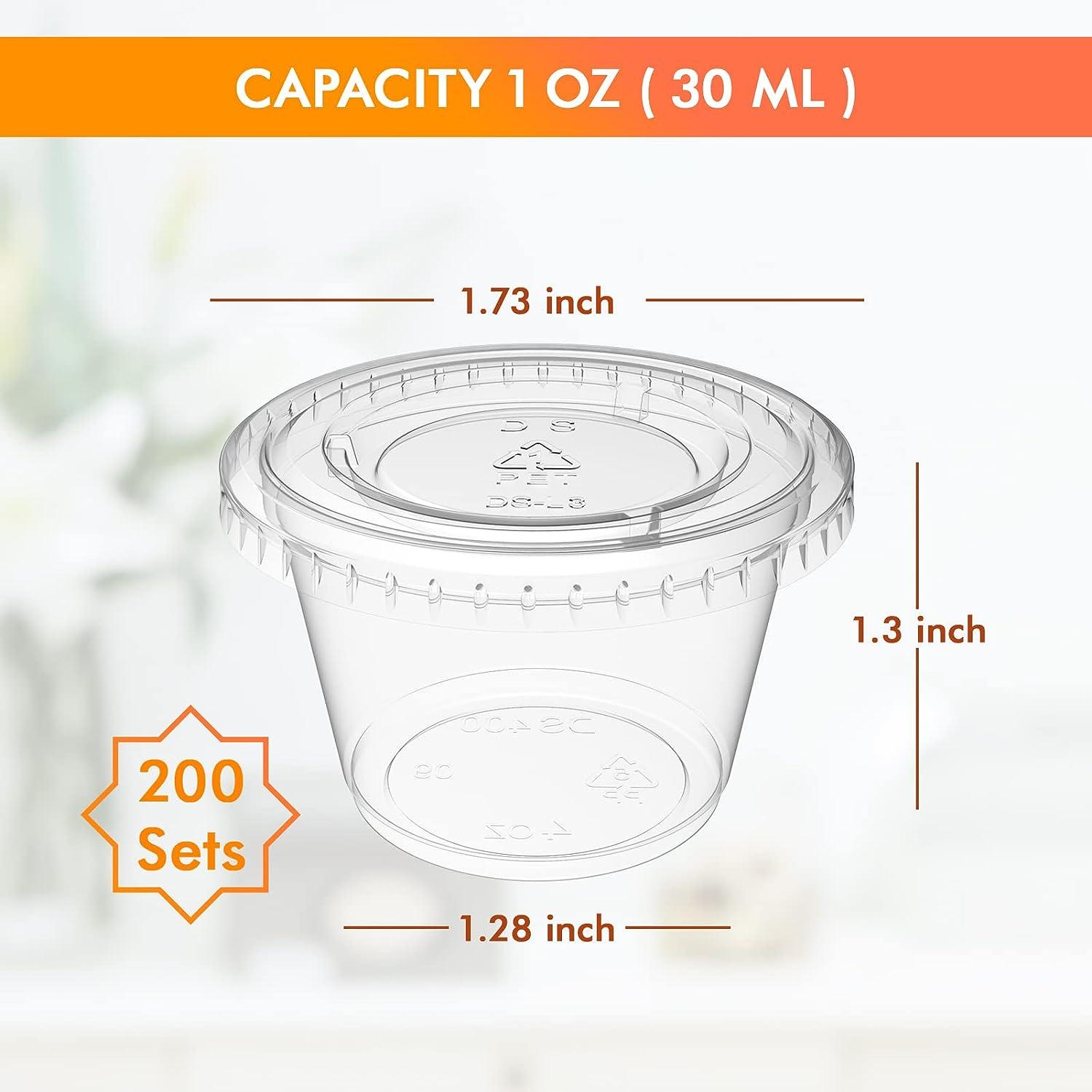 Comfy Package Small Plastic Cups with Lids 1 Oz Mini Cups for Jello &  Souffle, 200-Pack