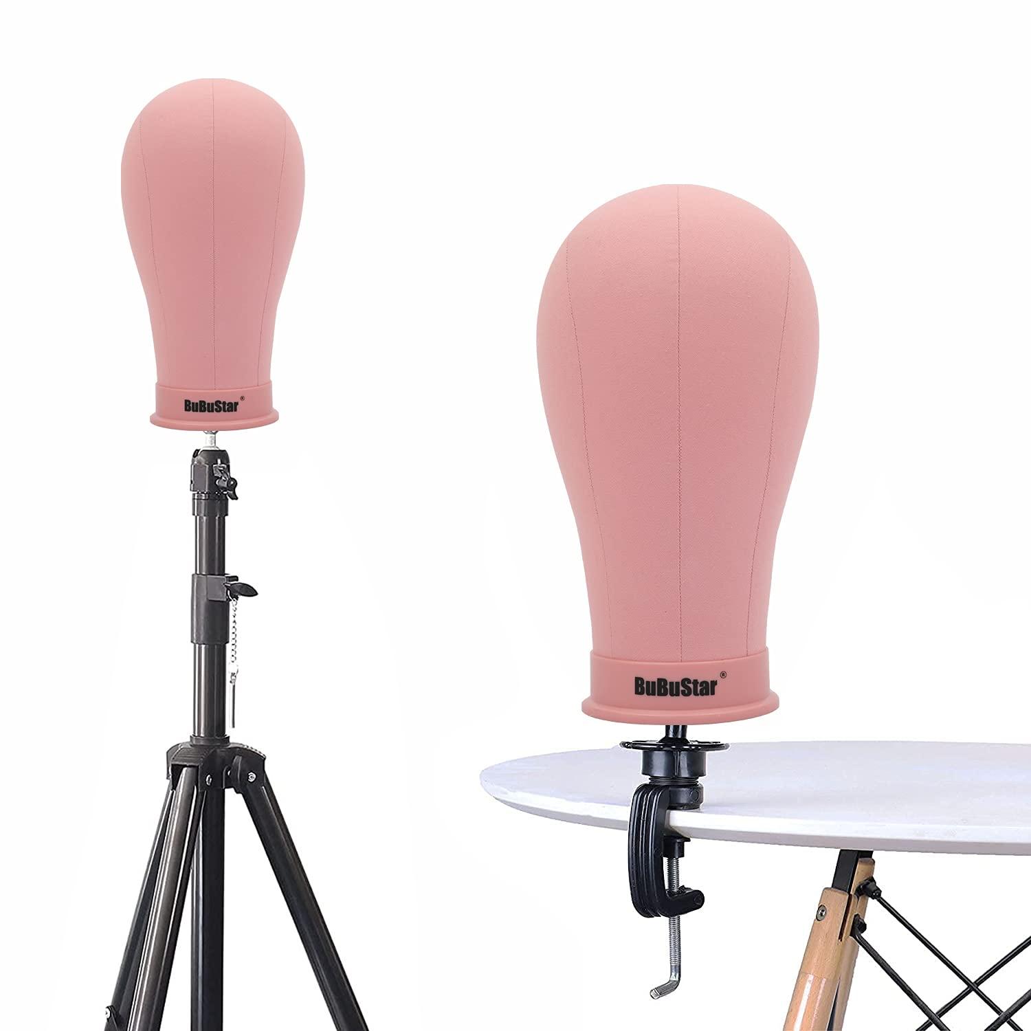 Nunify Pink Black Wig Stand Wig Tripod With Mannequin Canvas Block Head  Adjustable Tripod Stand And