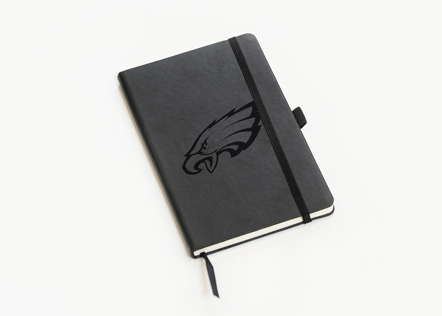 Rico Industries NFL Philadelphia Eagles Black Laser Engraved Small Notepad  Jounral/Notepad 8.25' x 5.25'- Office Accessory