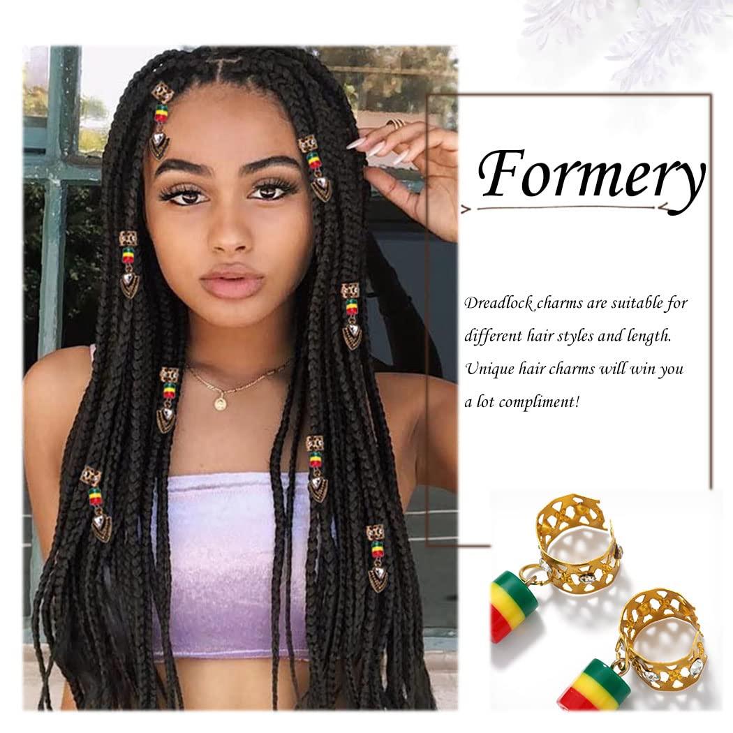 Formery Cornrows Braid Hair Jewels Gold African Deadlock Beads Jewelry  Metal Loc Cuff Rings Accessories for Black Women (Pack of 40)