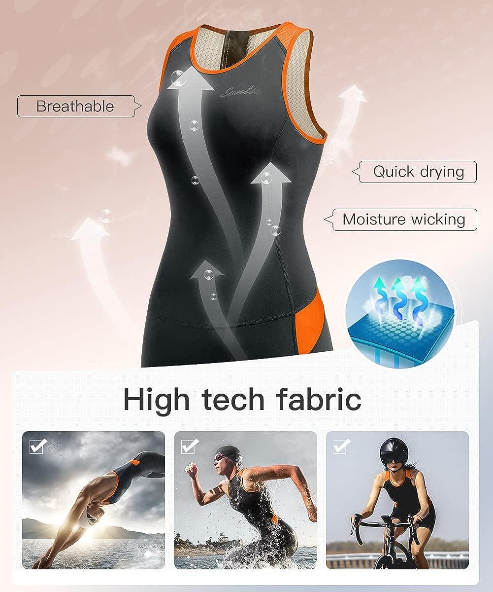 Women's Triathlon-Suit One-Piece Sleeveless Tri-Suit - Padded Quick-Drying  Slimming for Running Swimming Cycling