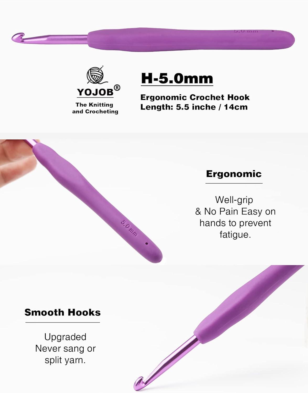 1Pack Size H / 5.0mm Crochet Hook Super Smooth & Ergonomic for Beginner and  Advanced (5.0mm-H) 5mm-H