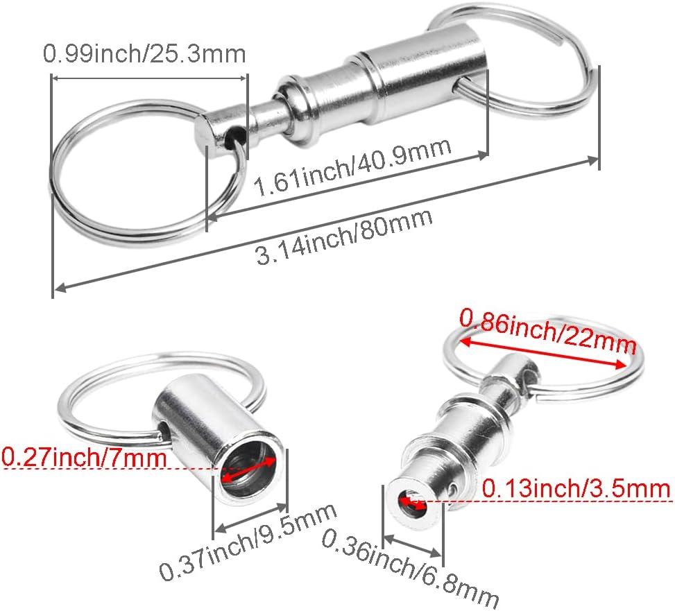 3 Pcs Quick Release Detachable Keychain Dual Pull Apart Key Chain Spring  Split Snap Separate Double Key Ring Lock Valet Keys Flashlights DIY Crafts