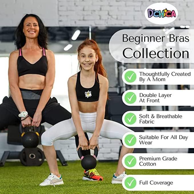 Dchica Girls Training Bra Printed Sports Teenager Bra Wide Strap Regular  Fit (14-16 Years)