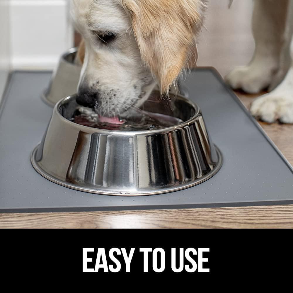 Buy Gorilla Grip Slip Resistant Pet Bowls and Silicone Feeding Mat Set,  Catch Water and Food Mess, Raised Edges for No Spills, Stainless Steel Cat  and Dog Dish Bowl for Small and