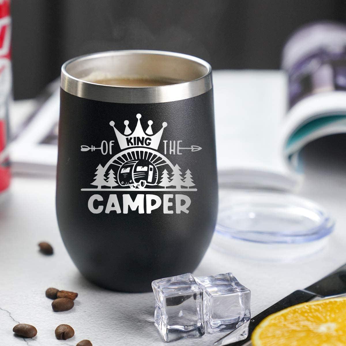 Coolertaste King Of The Camper Wine Tumbler, Happy Camper Gifts