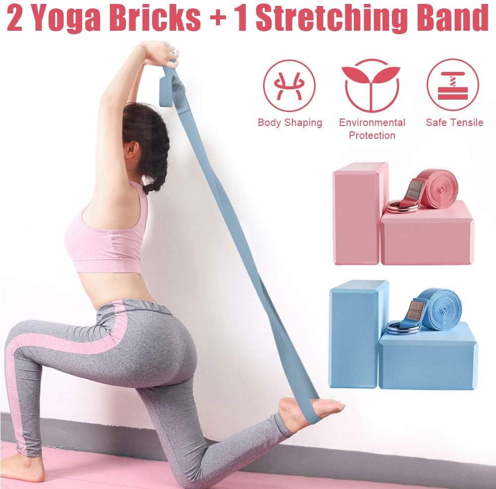 Yoga Practice Set with 2 Pack Yoga Blocks 1 Yoga Strap & 1 Yoga