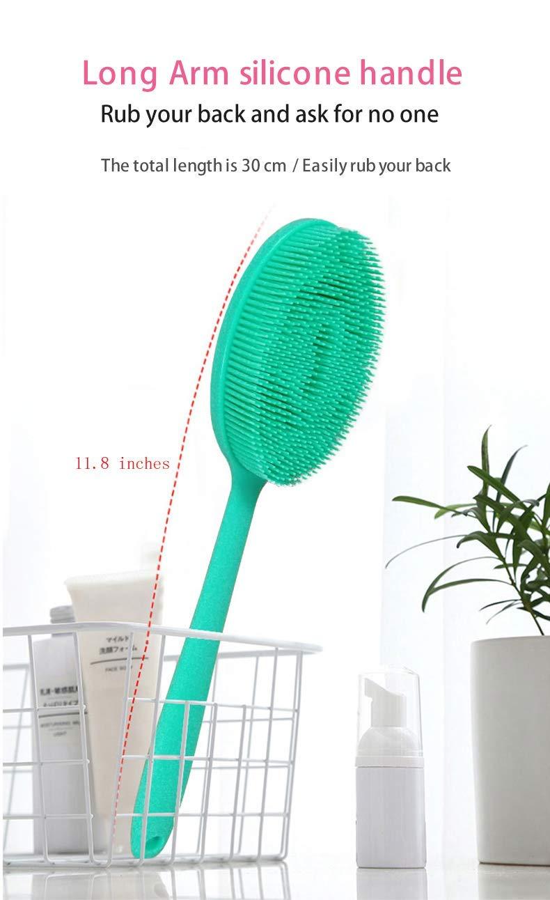 Silicone Double Sided Back Scrubber For Shower, Long Handle Bath