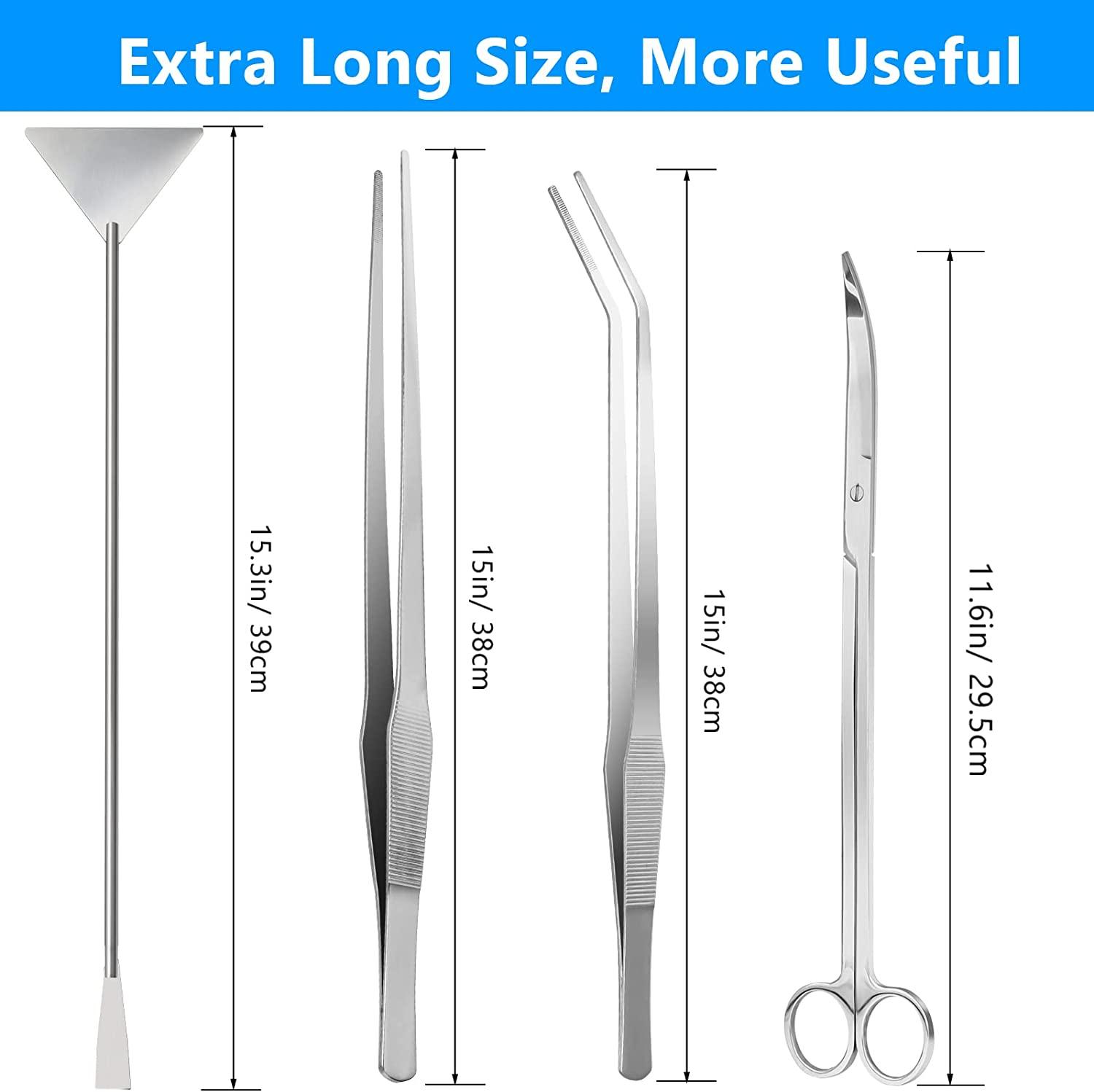 Aquarium Tweezers Extra Long 15 inches, Luxiv Stainless Steel Straight and  Curved Tweezers 38cm Extra Long Tweezers for Fish Tank Plant Aquascape