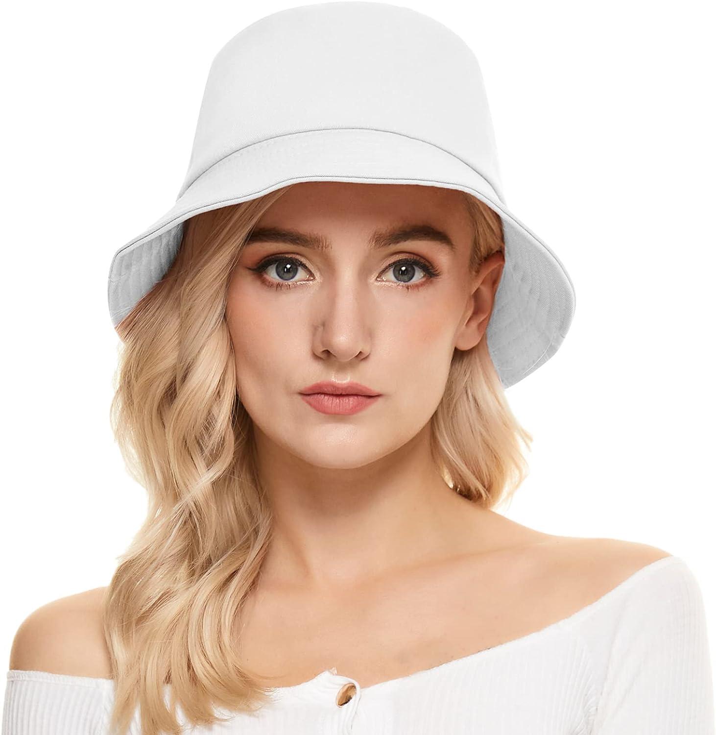 Unisex Athletic Bucket Hat Solid Colors Sun Hat with UV Protection for  Outdoor Sports Packable Summer Hats One Size A White