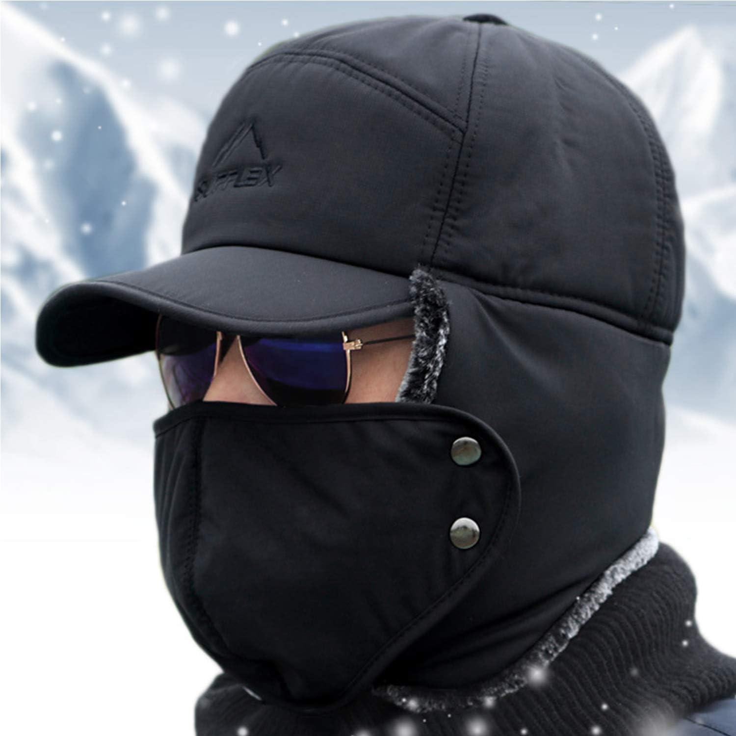 Mens Water Proof Thermal Trapper Hat With Ear Flaps (Black