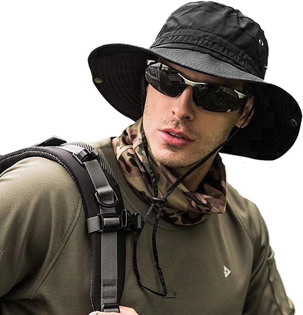 Sun Hats for Men Women Bucket Hat UPF 50+ Boonie Hat Foldable UV Protection  Hiking Beach Fishing Summer Safari 1pack-black