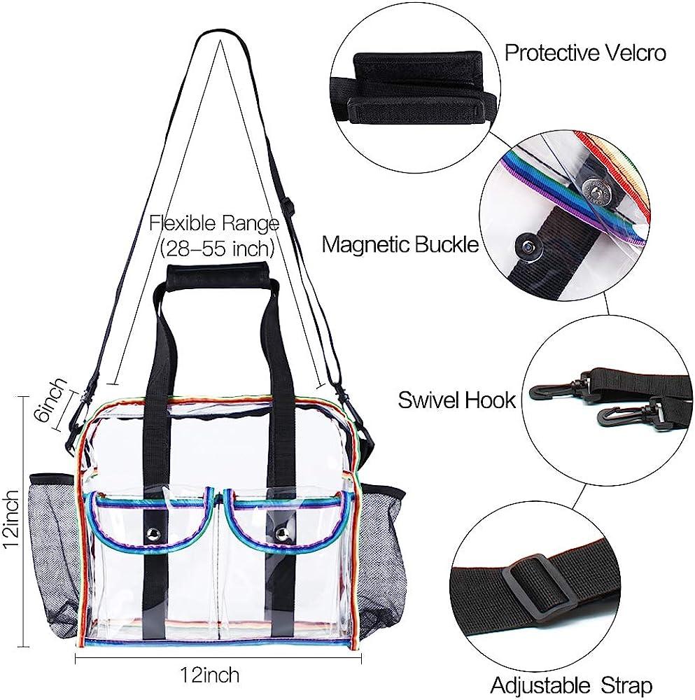  MOFASVIGI Clear Crossbody Bag Stadium Approved Tote Bag  Adjustable Shoulder Strap Waterproof Transparent Handbag for Work, Sports  Games, Concerts-12 x12 x6 : MOFASVIGI: Sports & Outdoors