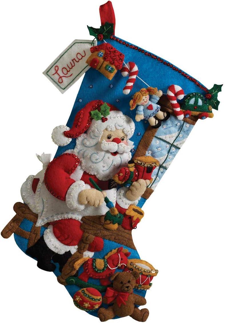 Bucilla 18-Inch Christmas Stocking Felt Applique Kit, Down The