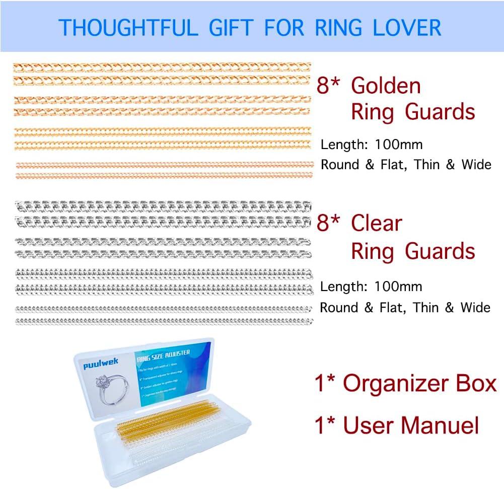 Ring Sizer Guards Adjust Size of Ring NO Slip Clear Plastic 