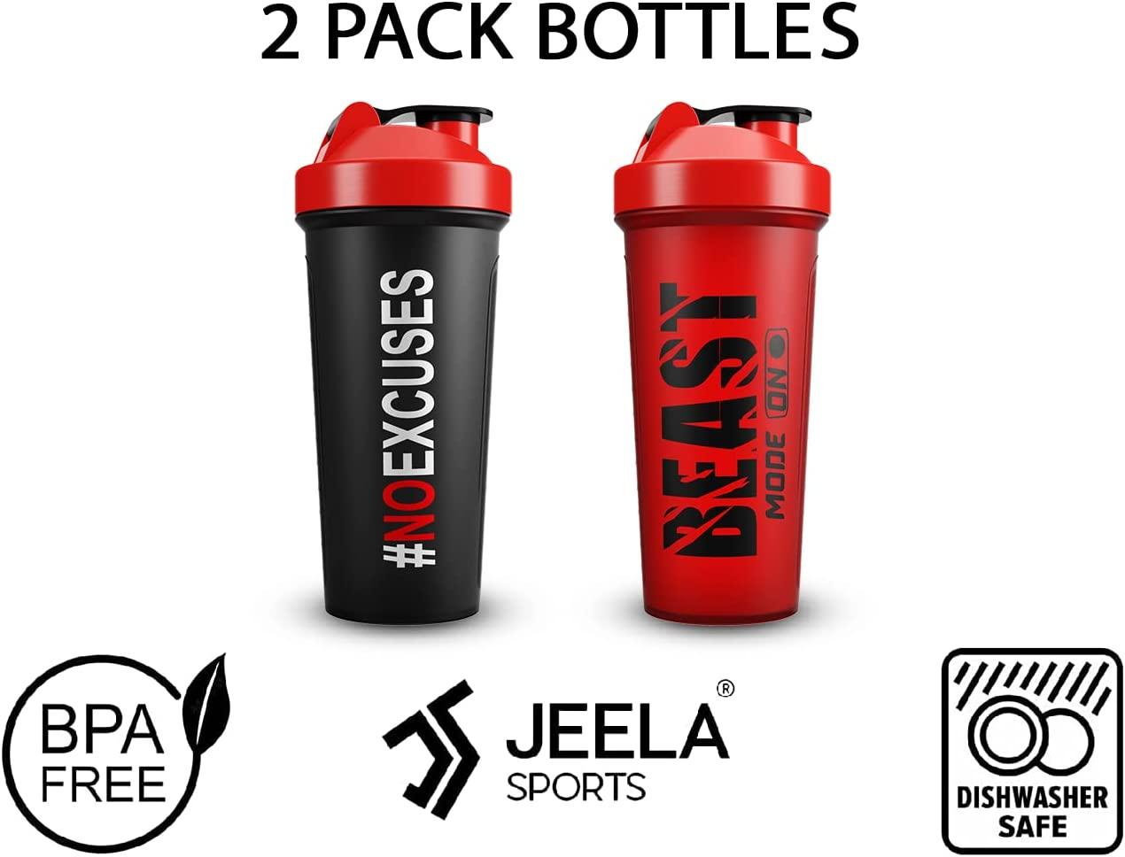  JEELA SPORTS 5 PACK Protein Shaker Bottles for Protein