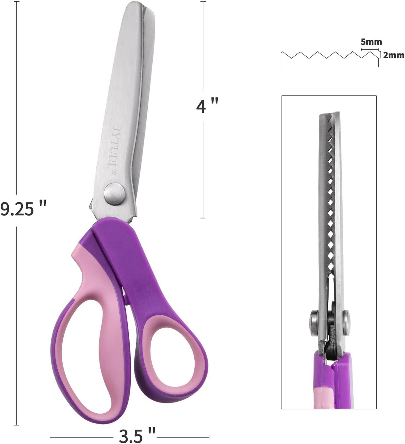 Pinking Shears Scissors for Fabric Paper Cutting, 9 Stainless Steel Zig  Zag Cut Scissors, Professional Strong Sharpe Sewing Dressmaking Scissors