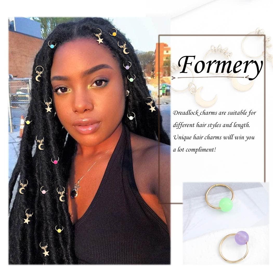 Formery Star Braid Rings Jewelry Clips Gold Moon Dreadlock Charms