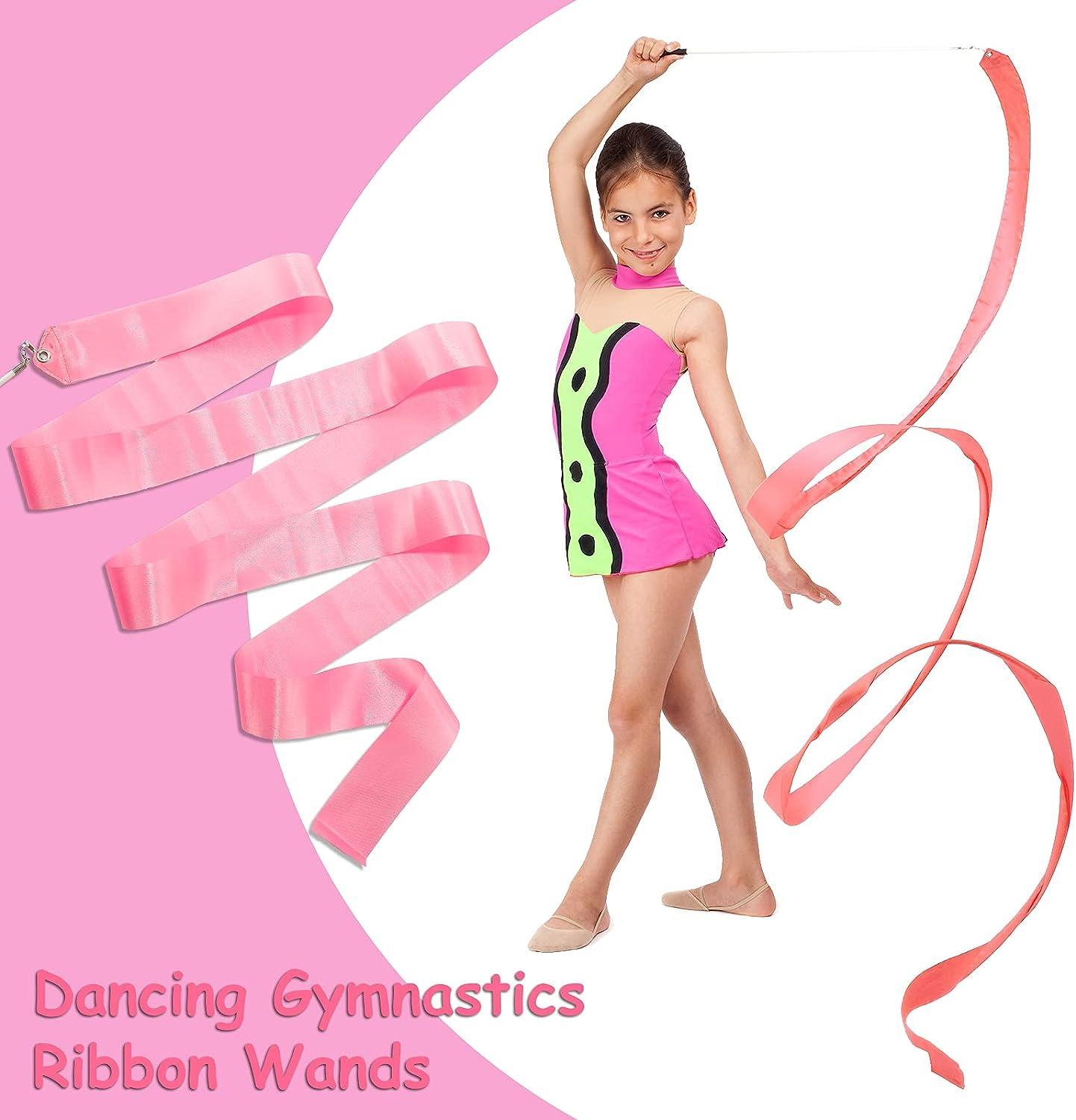 Deekin 30 Pieces Dance Ribbons Streamers Kids' Gymnastics Ribbon Sticks 6.6  Feet Artistic Twirling Ribbons for Gymnastics Party Favors with Non-Slip  Handle (Elegant Style)