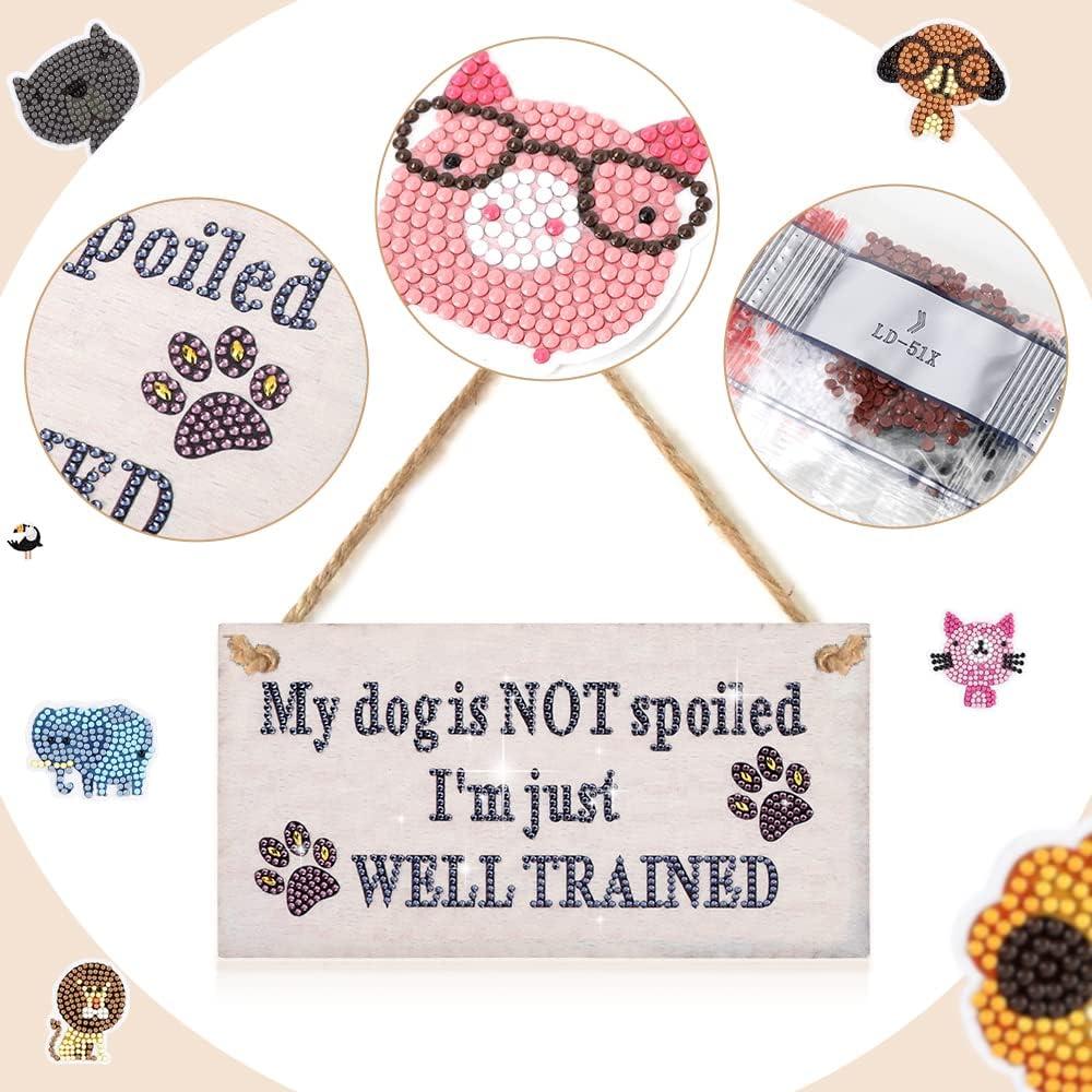 YBUTVY Dog Diamond Painting Kits - Dog Decorations Welcome Sign Front Door  with Adults Diamond Painting Tools and Accessories for Gifts(A) Dog A