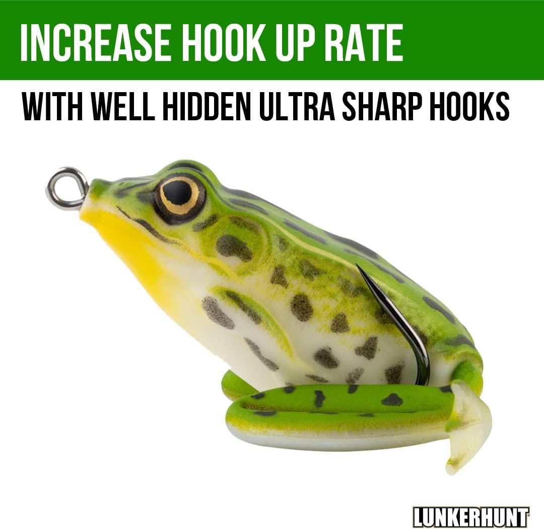 Lunkerhunt Lunker Frog Fishing Lure, Realistic Topwater Frog Lure for Fishing  Bass, Trout and Pike