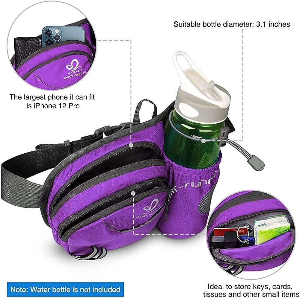 WATERFLY Fanny Pack Slim Soft Polyester Water Resistant Waist Bag Pack  Purple
