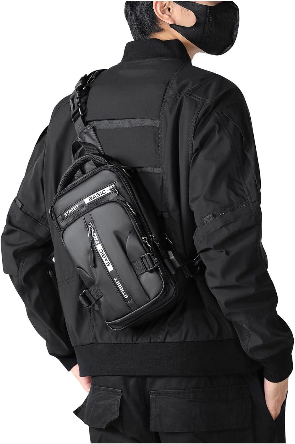SEAFEW Small Black Sling Crossbody Backpack Shoulder Bag for Men