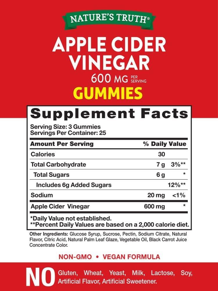 Nature's Truth Apple Cider Vinegar Gummies 600 mg