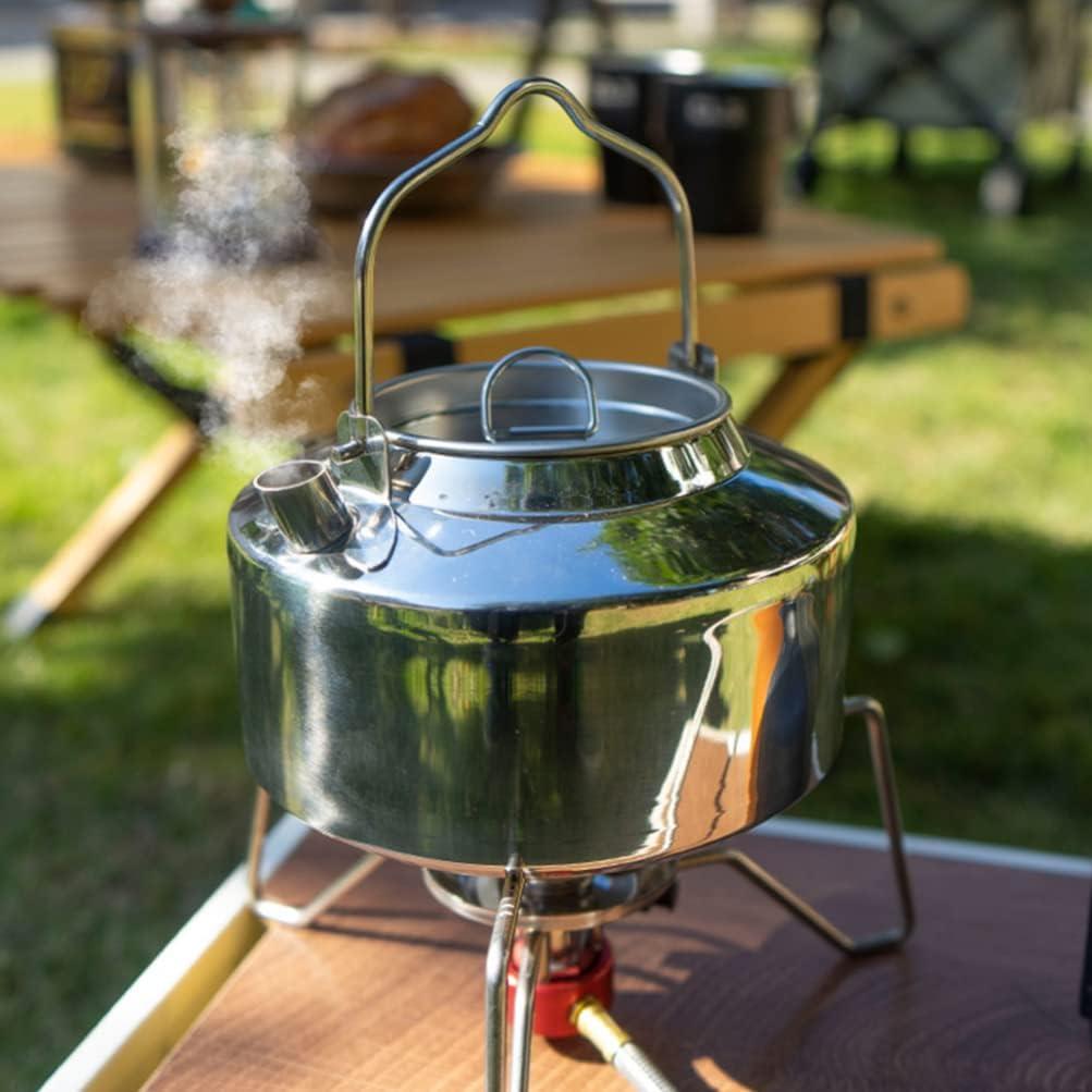 Portable Camping Kettle on Campfire Camp Tea Pot Hiking Coffee Pot Outdoor Traveling Kettle Teapot Camping Picnic Tool, Size: 14.5x8.5cm, Silver